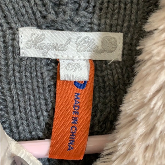 Mayoral Chic grey and fur trim woven sweater coat - Picture 3 of 8